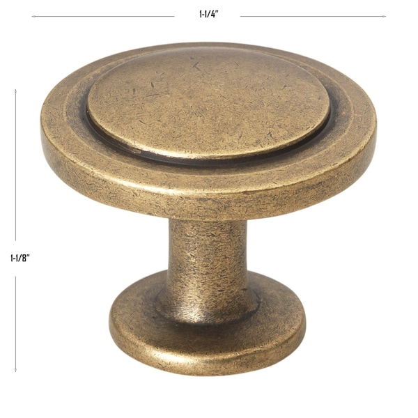 1-1/4 In. Antique Brass Round Ring Cabinet Knob, 25PK